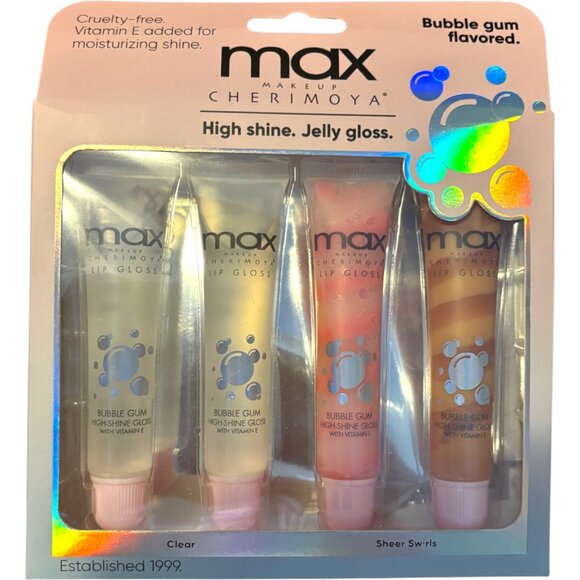 Max Makeup Cherimoya high shine jelly gloss bubble gum flavored NIB - Picture 2 of 3